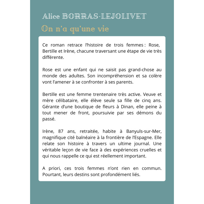 On n'a qu'une vie On n'a qu'une vie